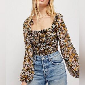 Free People Mabel printed blouse size small